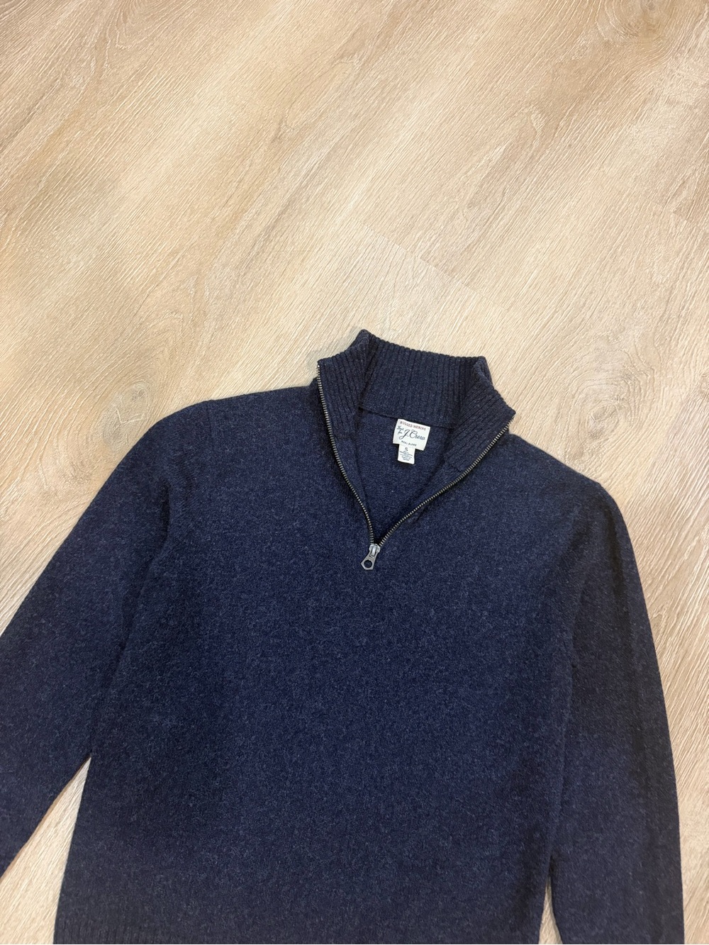 J.Crew Mens S Rugged Merino Wool Blend Half Zip Sweater Navy Soft Pullover - Picture 3 of 10